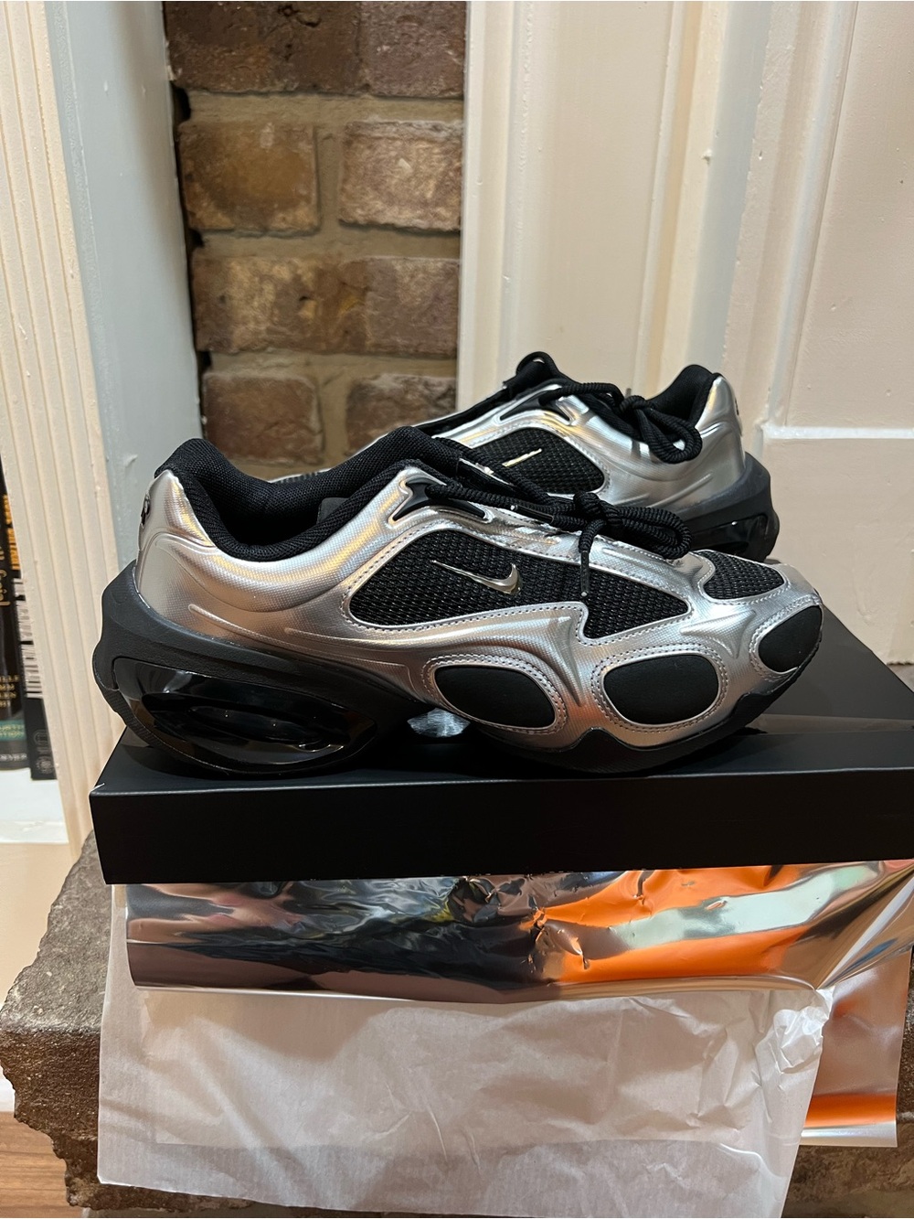 Nike Air Max Muse Metallic Silver and Black Sneakers